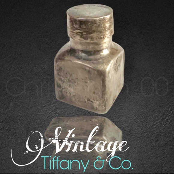 Tiffany & Co. vintage inkwell sterling silver patina lidded